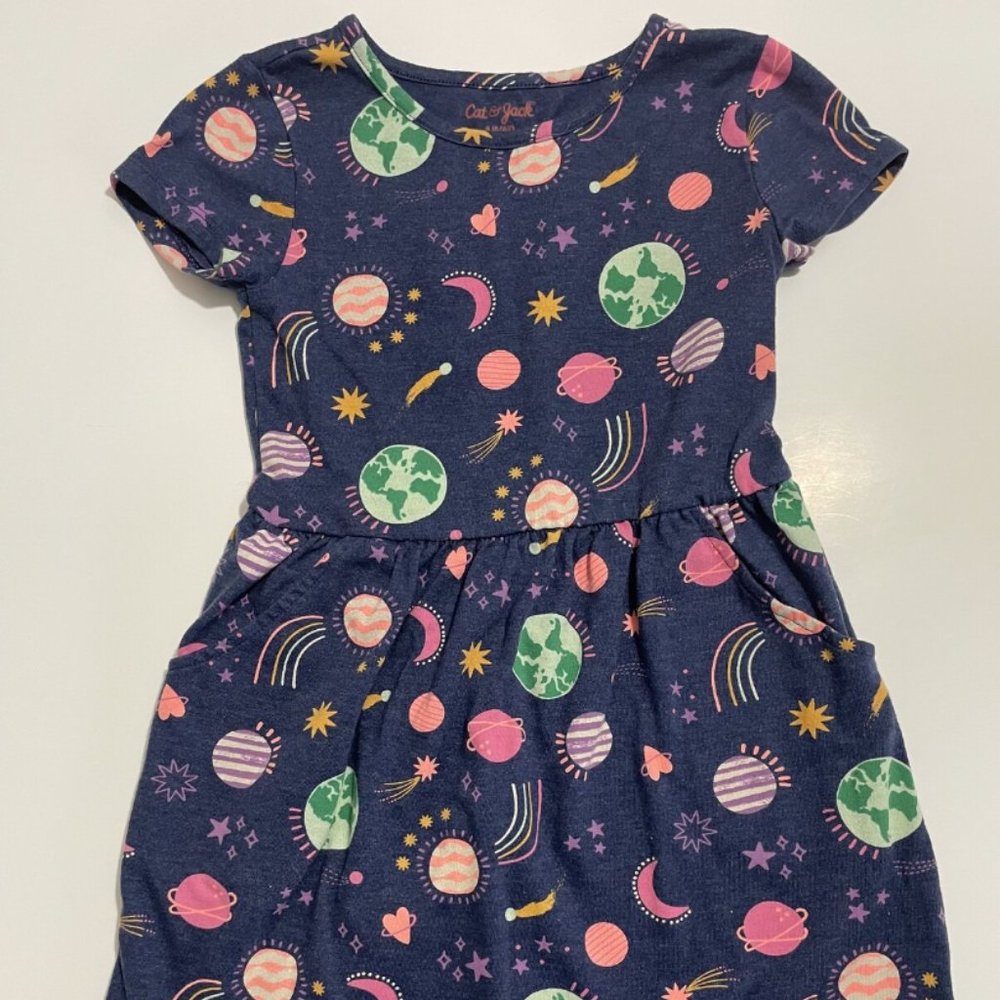 Cat and Jack Space Planet Print Dress - Size 4/5